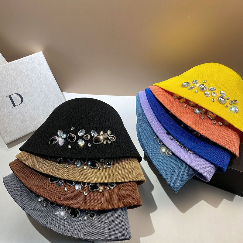 2025 Koreanische Promi-Stil Schwere Strass Eis Seide Eimer Frühling Sommer Dünne Atmungsaktive EINE Version Gesicht Abnehmen Fischer_voghion.com