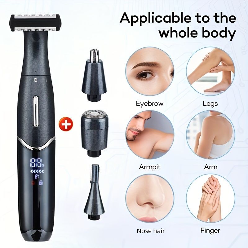 Recortadora de barba, cortadora de pelo para hombres, kit de afeitado para el cuerpo, nariz, orejas, vello facial, afeitadora eléctrica para hombres 4 en 1, afeitadora de barba recargable Hai para el dolor_voghion.com