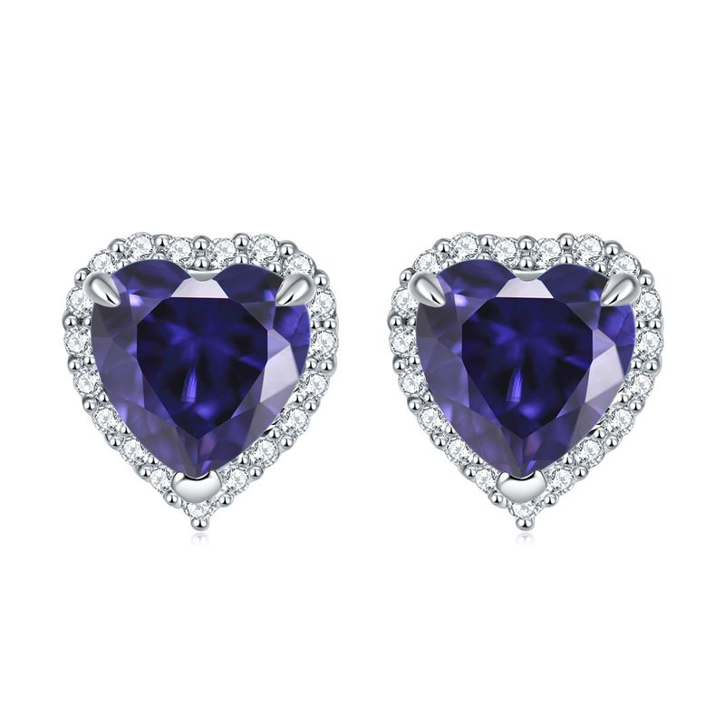 Love Birthstone Ohrringe - Minimalistische Ohrstecker aus S925 Sterlingsilber mit farbigen Edelsteinen (Schmuck als Geschenk zum 12. Monat auf Lager)_voghion.com