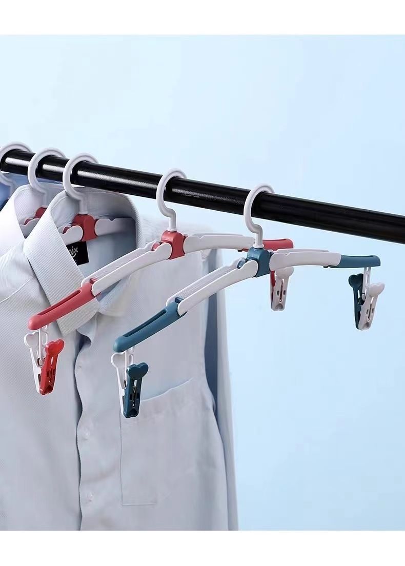 Appendiabiti pieghevole portatile da viaggio con clip multifunzionale per viaggi d'affari, essenziale per asciugare biancheria intima, calzini, piccolo appendiabiti_voghion.com