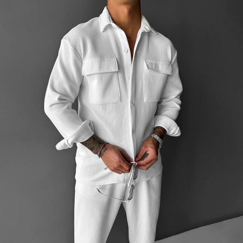 Men's Clothing Men's Shirt New Long Sleeve Lapel Men's Shirt_voghion.com
