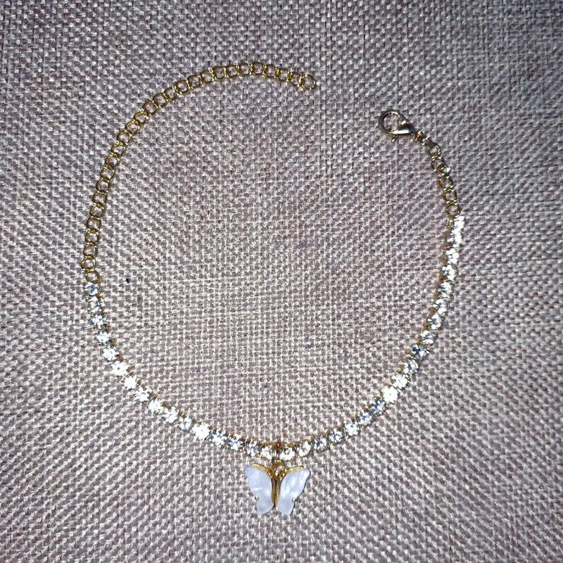 Personality Single-layer Butterfly Rhinestone Anklet Anklet Women's Simple Fresh Pink Butterfly Pendant Anklet_voghion.com