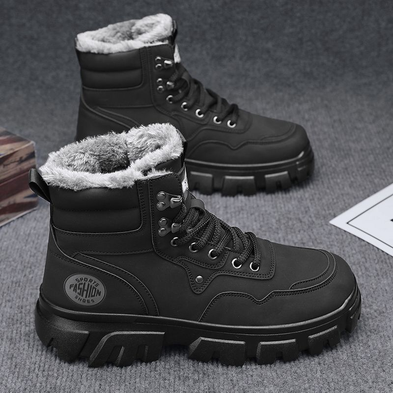 Marken-Martin-Stiefel mit hohem Schaft und dicker Plüschsohle, rutschfest, schneefest, wasserdicht und warm._voghion.com