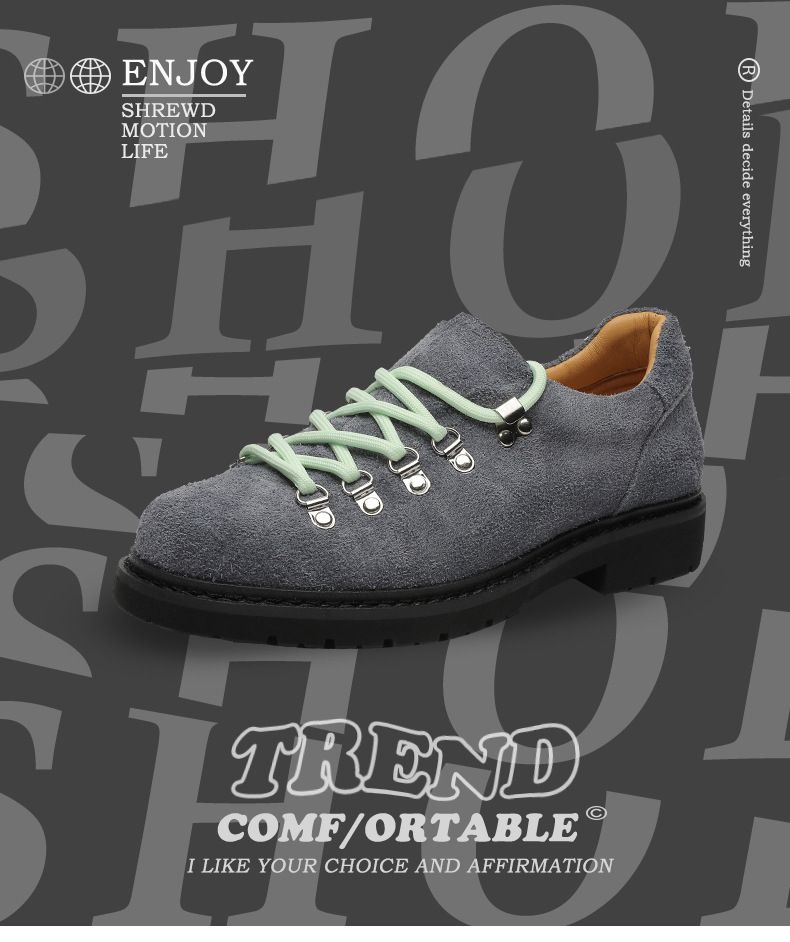 Men's Casual Streetwear Derby Shoes With Thick Sole & Color Blocking Design - Comfortable For Business & Outdoor Wear_voghion.com