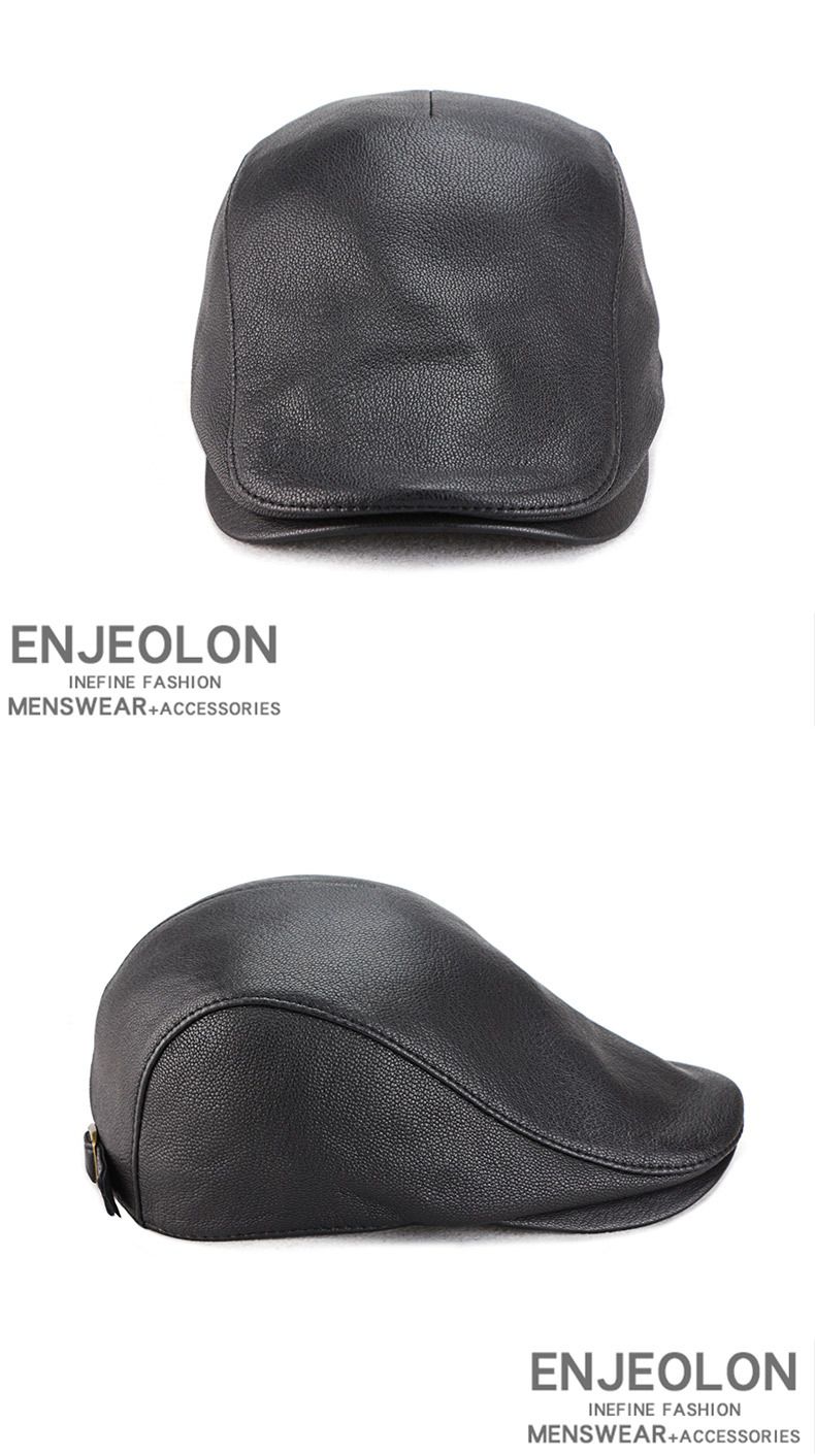 Spring, autumn and winter genuine leather hats for men and women sheepskin suede single style forward duck tongue beret thin trendy casual warm_voghion.com