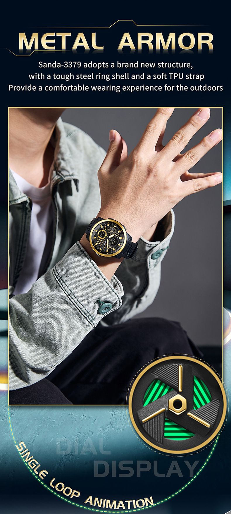 Men's Digital Analog Watch With Alarm, Timer, Dual Time, Waterproof 50m, LED Backlight, Sports & Casual Style Countdown, Dual Time_voghion.com