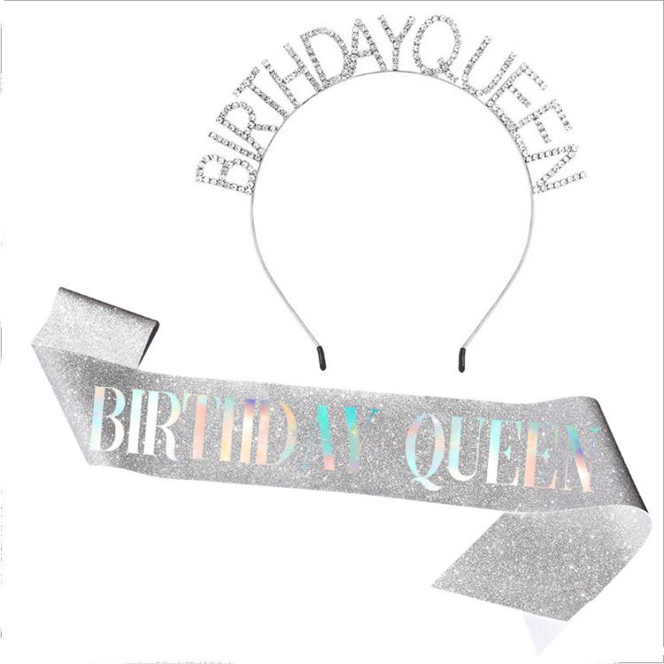 Mädchen Königin Stirnband Party Geburtstag Party Geschenk GEBURTSTAG Mädchen Glitter Bunte Schulter Gurt Etikette Gürtel_voghion.com