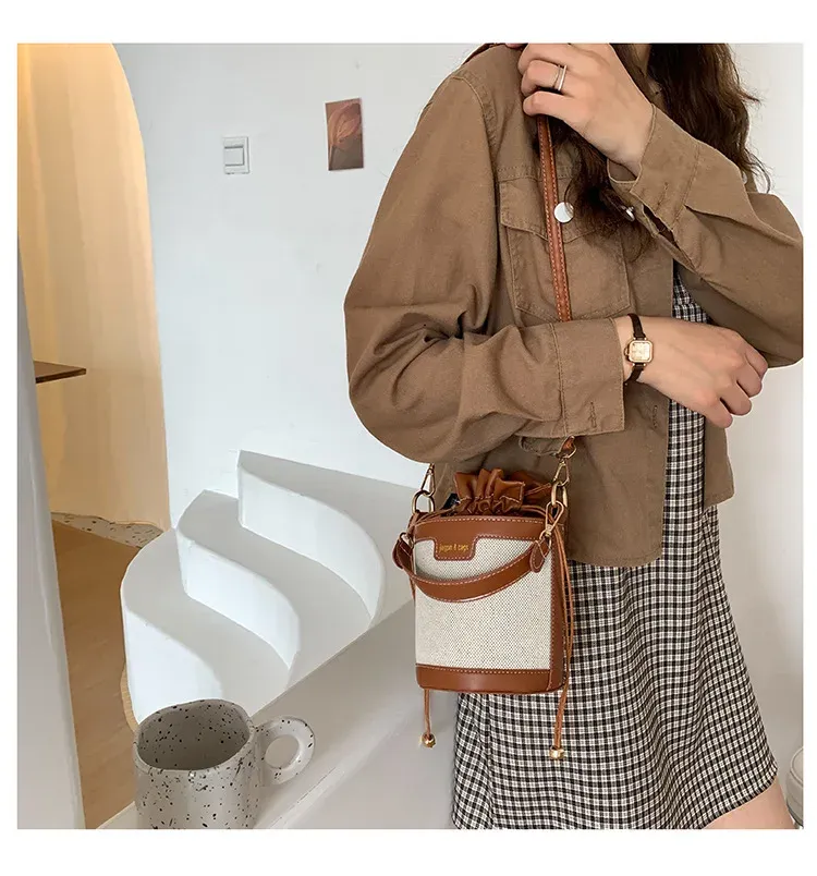 Borse a tracolla da donna, in pelle PU, a cilindro, con secchiello, da donna, con tracolla, casual, con coulisse, per viaggi estivi_voghion.com