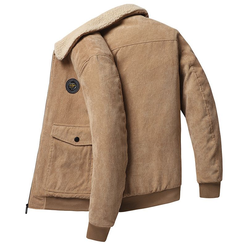 Herfst Winter Nieuwe Corduroy Lam Fleece Jas Voor Heren S Losse En Verdikte Casual Polo Kraag Jas_voghion.com