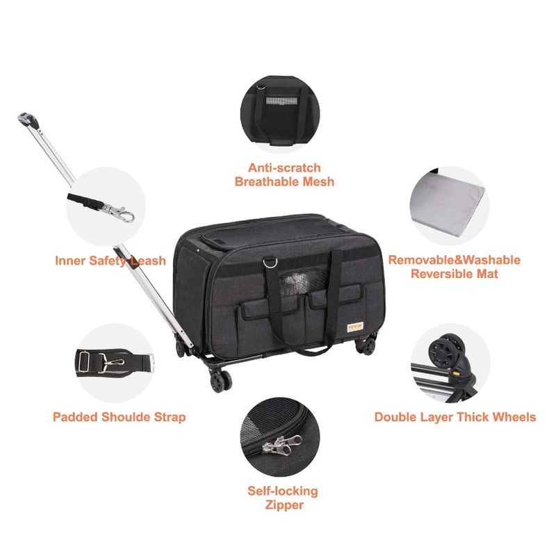 With Under Wheels For Telescopic Rolling And Handle Pets Shoulder Wheels, Carrier Carrier Dog Cat Strap, Carrier Pet With With_voghion.com