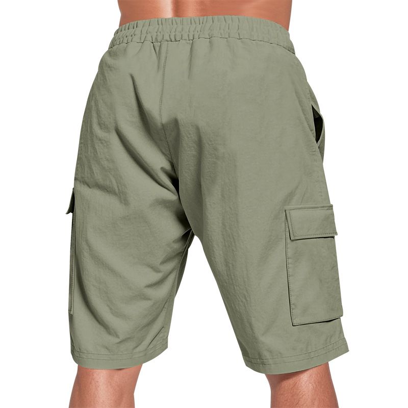 Pantaloncini da jogging casual da uomo, larghi, traspiranti, adatti alla spiaggia, con tasche multiple, adatti a tutti i giorni._voghion.com