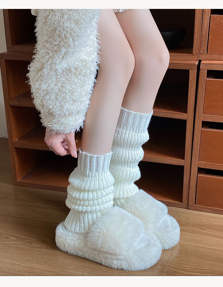 Scaldamuscoli Bootshang Calzini di cotone per donne Autunno e inverno Calze spesse Calzini a lanterna lavorati a maglia Leggings caldi bianchi retrò Lolita_voghion.com