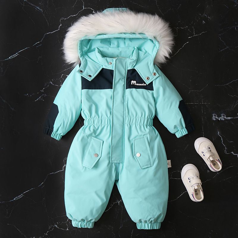 Traje de nieve impermeable y cortavientos para bebé, mono de invierno de una pieza para niños de 1 a 3 años (80-100 cm), traje de esquí térmico con capucha, unisex para niños y niñas._voghion.com