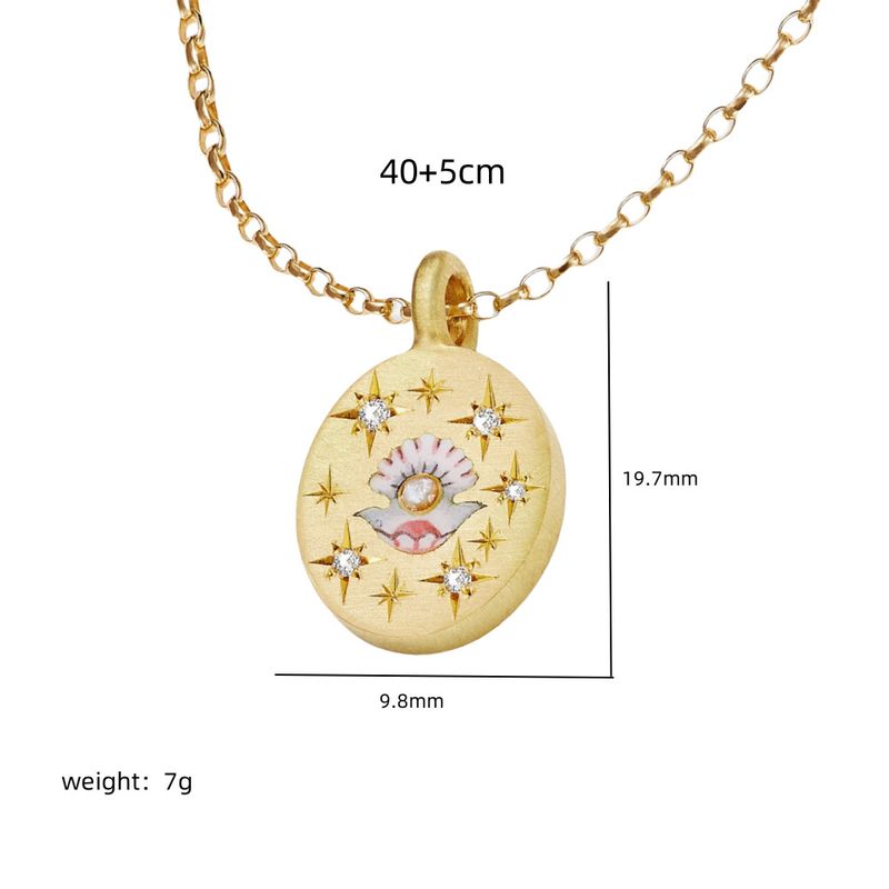 Damenschmuck Edelstahl Am selben Tag bemalte leichte Luxus-Anhänger-Halskette Handbemalte Blumen-Liebes-Anhänger-Pullover-Kette_voghion.com