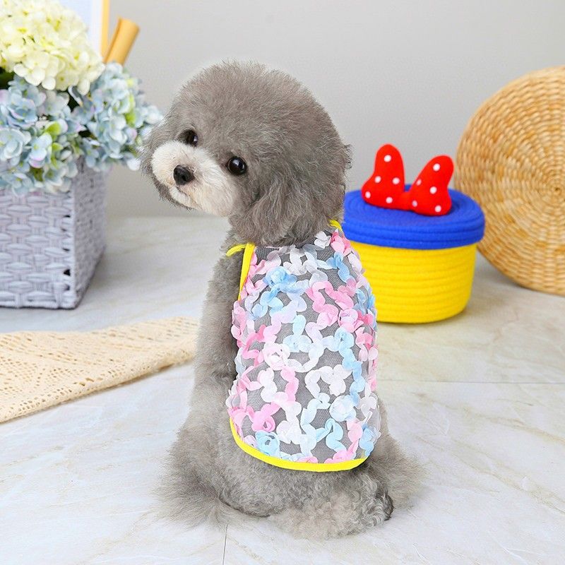 Vestiti per animali domestici con cinturino a forma di piccolo fiore romantico, 6 taglie disponibili_voghion.com