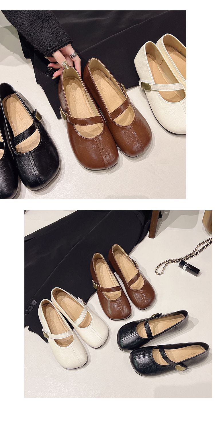Spring And Autumn Shallow Mouth One Pedal Casual Shoes Doudou Shoes Foreign Trade Women's Shoes Flat Shoes Mary Jane Shoes Single Shoes_voghion.com