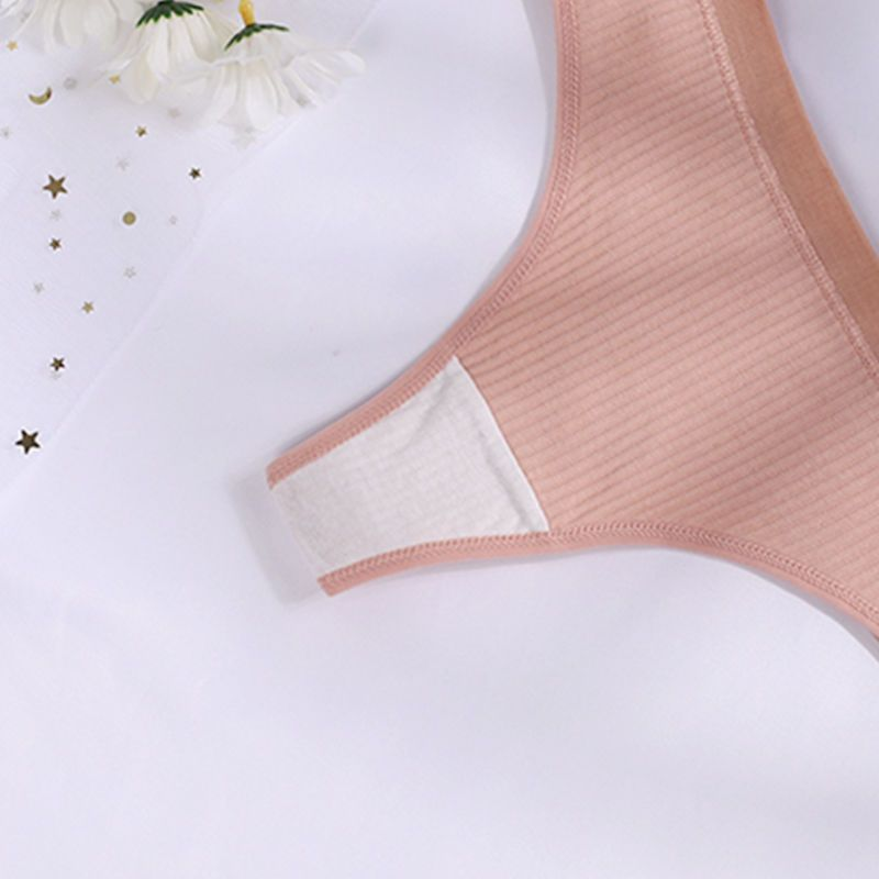 Katoenen G-string Slipje Dames Sexy Naadloze Geribbelde T-vormige Onderbroek Dames String Effen Kleur Lage Taille Bikini_voghion.com
