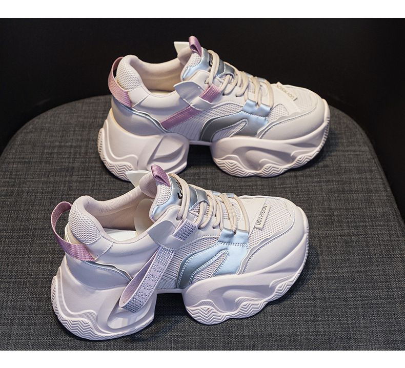 Scarpe da papà con suola spessa, rete trasparente, aumento di altezza di 8 cm, stile casual versatile, scarpe da donna piccole_voghion.com