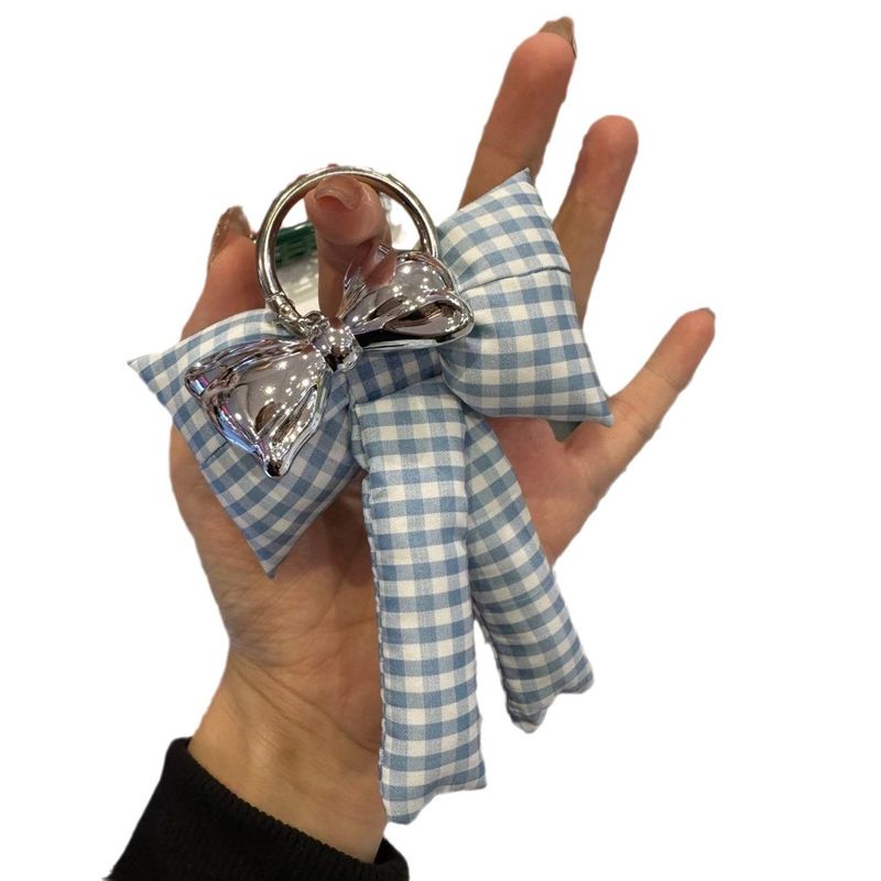 Portachiavi versatile squisito con fiocco scozzese in stile coreano, elegante, ciondolo per zaino, decorazione per auto_voghion.com