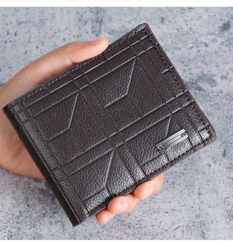 Men's Wallet Men's Short Wallet Youth Fashion Plaid Horizontal Soft Wallet Large Capacity Multi Card Wallet_voghion.com