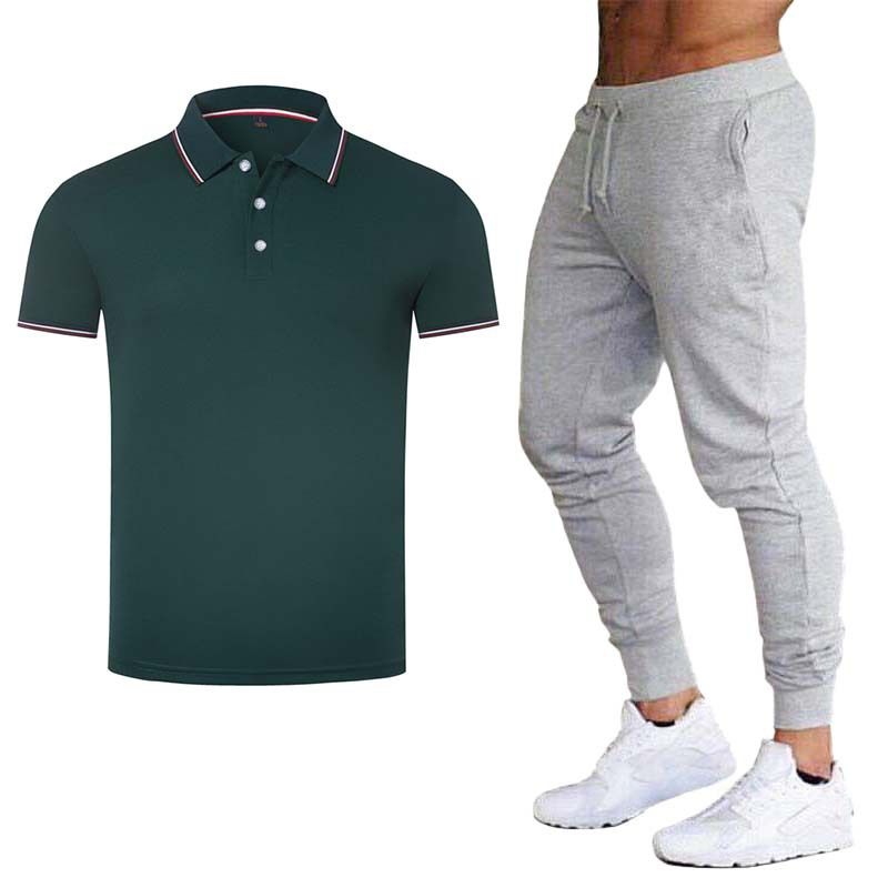 Herrkläder Sommar Pikétröja Lapel Kortärmad Företagsteam Arbetskläder Tryckt LOGO Reklam T-shirt Set_voghion.com