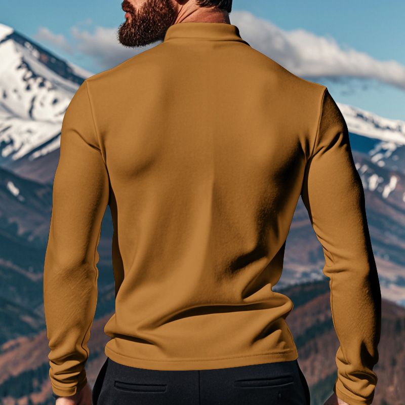 Autumn Winter Thermal Long Sleeve T-Shirt Skin-Friendly Soft Base Layer Half Turtleneck Men's Three-Piece Set_voghion.com