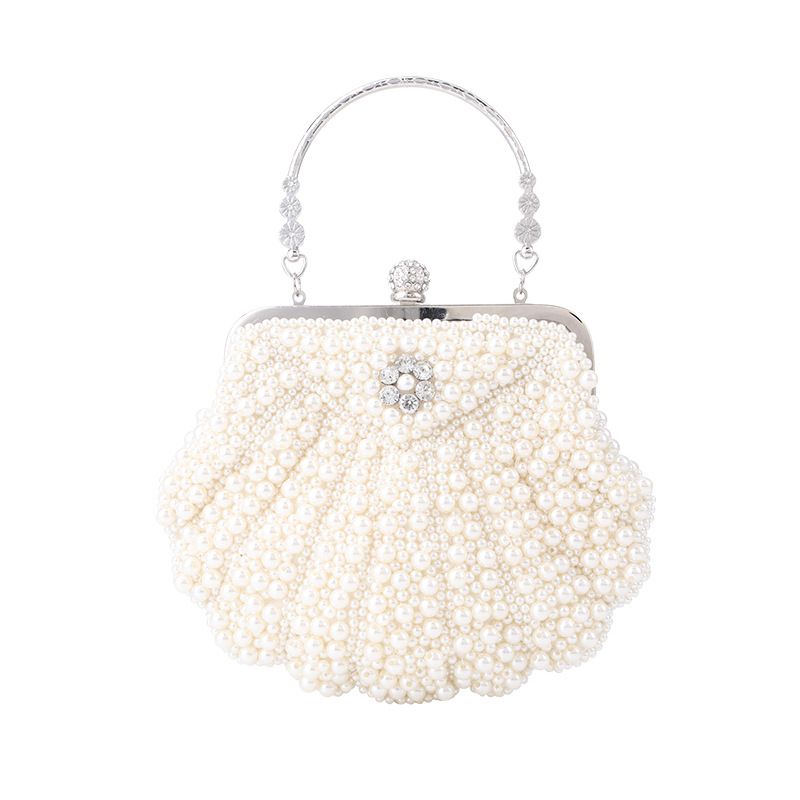 Straight Fashion Elegant Shell Pearl Style Space Handheld Evening Bag Large Capacity_voghion.com