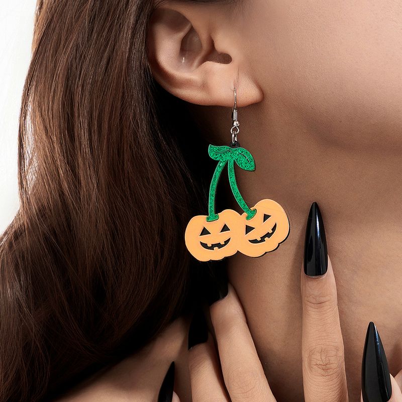 Orecchini divertenti a forma di zucca di Halloween, orecchini a bottone con amo da pesca in acrilico dal design originale, in saldo_voghion.com