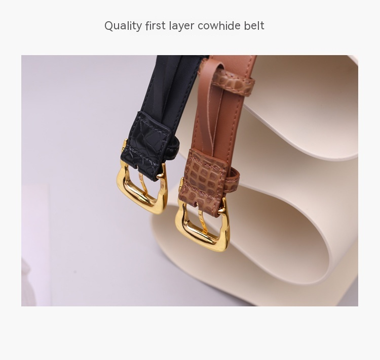 2023 neue Heiße Verkauf Gürtel frauen Leder Krokodil Muster Vielseitig Gürtel Jeans Dekorative Stil Einfache Schwarze Hosen_voghion.com