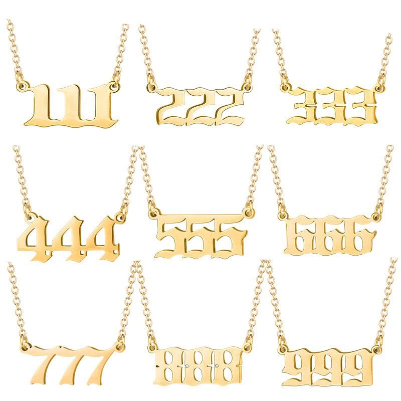 Collana digitale Angel, catena per clavicola, gioiello in acciaio al titanio, resistente allo sbiadimento, numero 0123456789_voghion.com