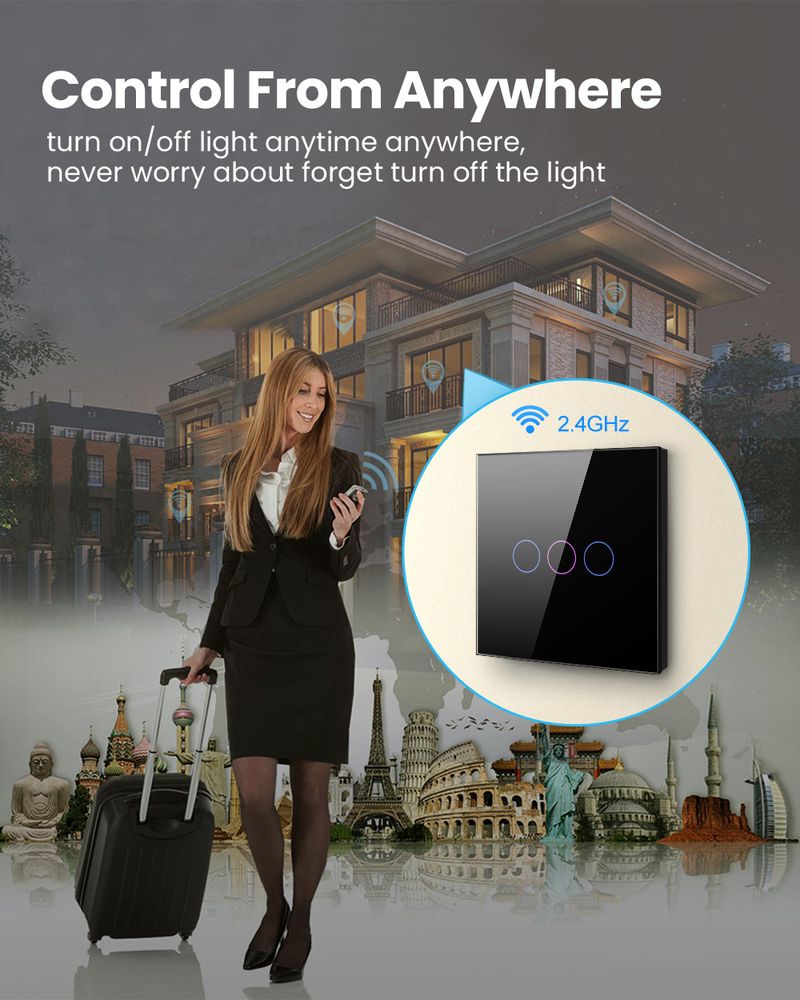 Interrupteur d'éclairage standard AVATTO EU, application Tuya WiFi Smart Lif, interrupteur tactile Wi-Fi neutre, commande vocale avec Alexa Google_voghion.com