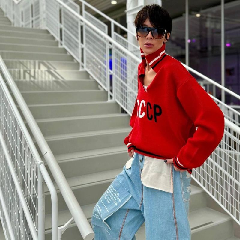 Maglione da donna con risvolto personalizzato, orlo in tessuto a colori, morbido e stretto, a maniche lunghe_voghion.com