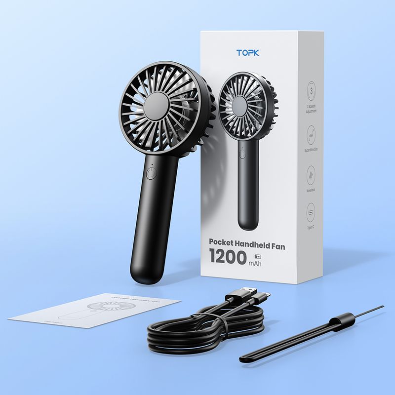 1200 mAh USB wiederaufladbarer Mini-Handventilator, tragbarer Taschenformat, kleiner Make-up-Wimpernkühler für Mädchen im Freien_voghion.com