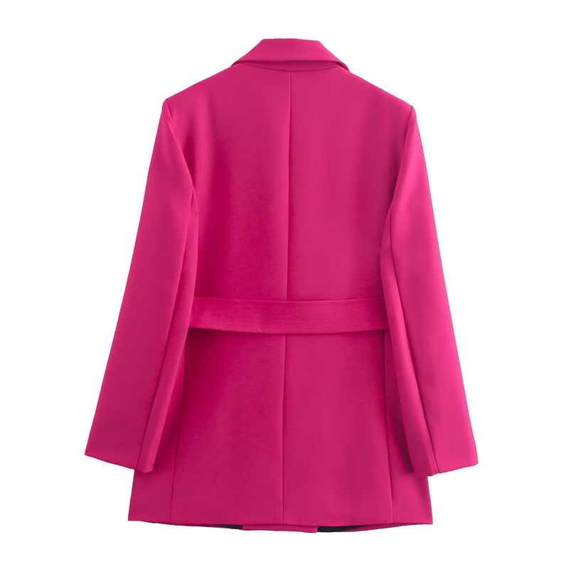 Conjunto de blazer y pantalón con cinturón decorado para mujer, otoño 2024, W021 81602_voghion.com