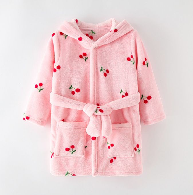 Spring Homewear Boys And Girls Baby Bathrobes Cartoon Flannel Hooded Children's Nightgown_voghion.com