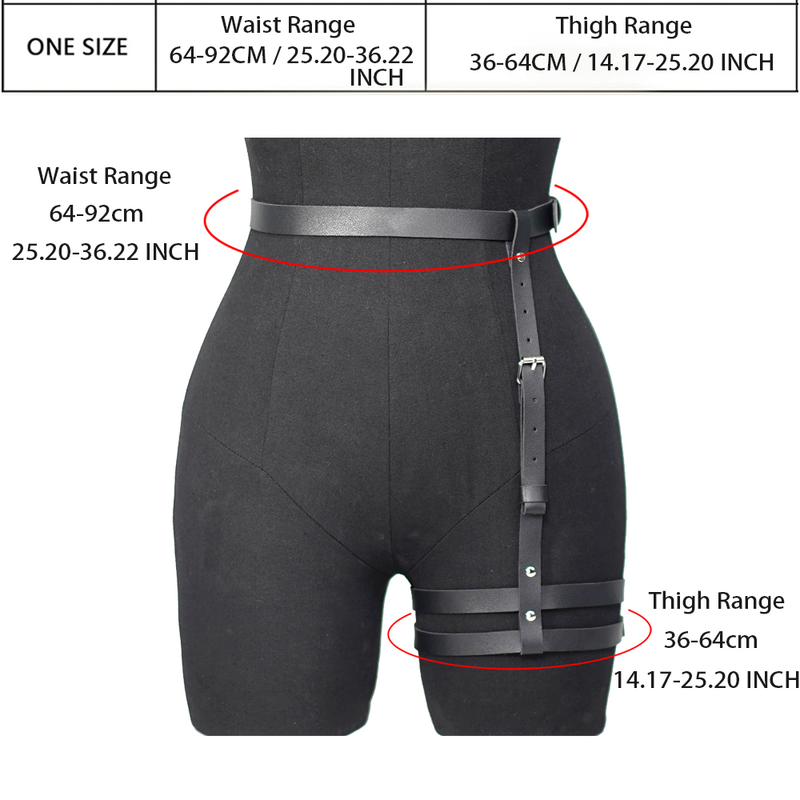 Imbracatura gotica da donna in similpelle con borchie decorative regolabili, abbigliamento fetish da donna, lingerie bondage_voghion.com