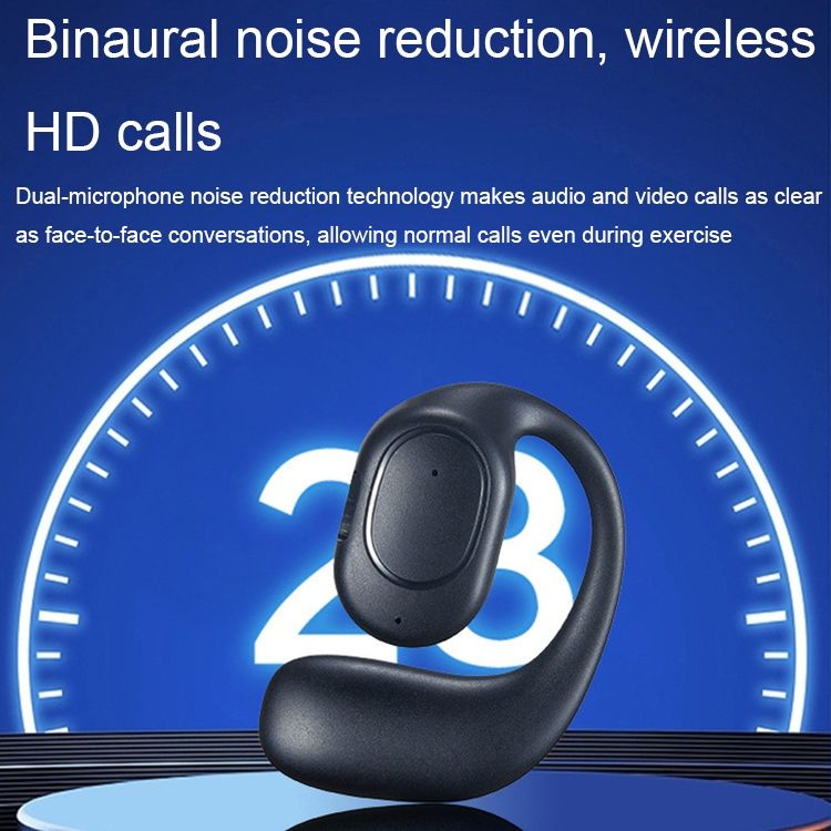Ear-mounted ENC Noise Reduction Wireless Bluetooth 5.2 Earphones, Color: Black without Accessories_voghion.com