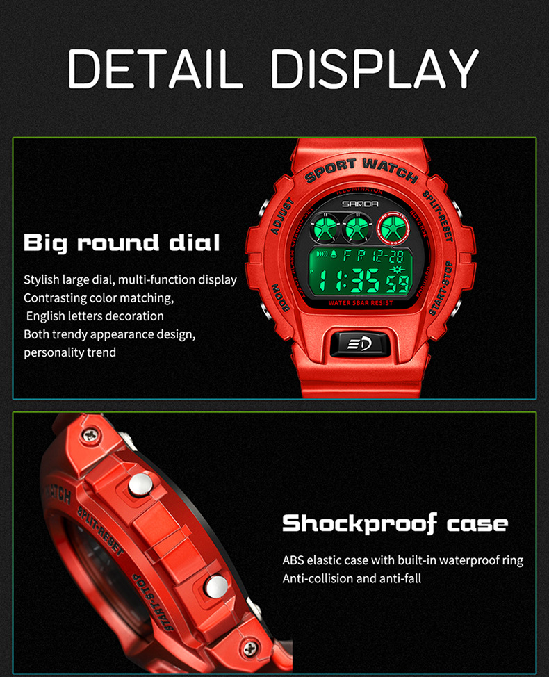 Modische LED-Digitaluhr für Damen und Herren mit Multifunktion, wasserdicht, Nachtlicht, Alarm, Stoppuhr und Kalender – sportlich und stilvoll_voghion.com