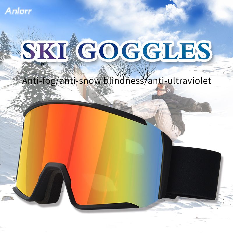 Outdoor sports snow adult skiing with high-definition wide field of view, double-layer fog and anti UV goggles_voghion.com