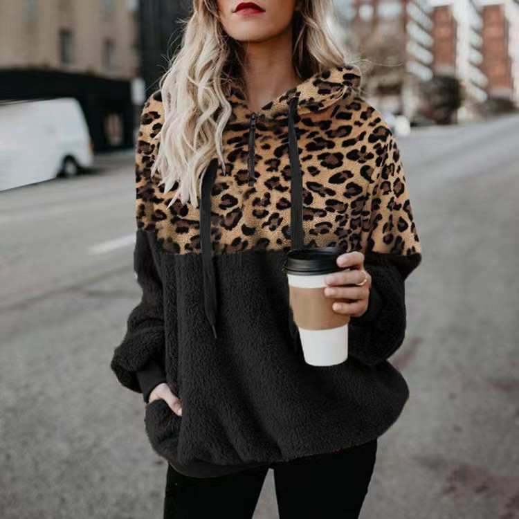 Sexy Top mat Leopardendruck a Reißverschluss fir Fraen_voghion.com