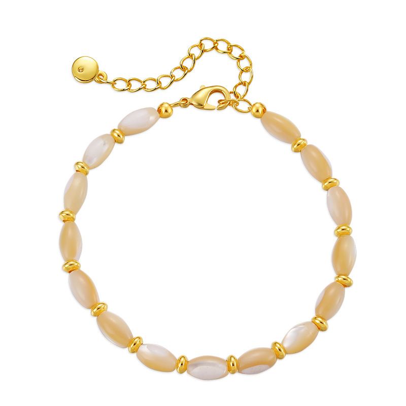 Pulsera creativa irregular con cuentas de concha de oro real K bañadas en cobre, diseño de nicho para mujer, joyería con sentido de la mano_voghion.com