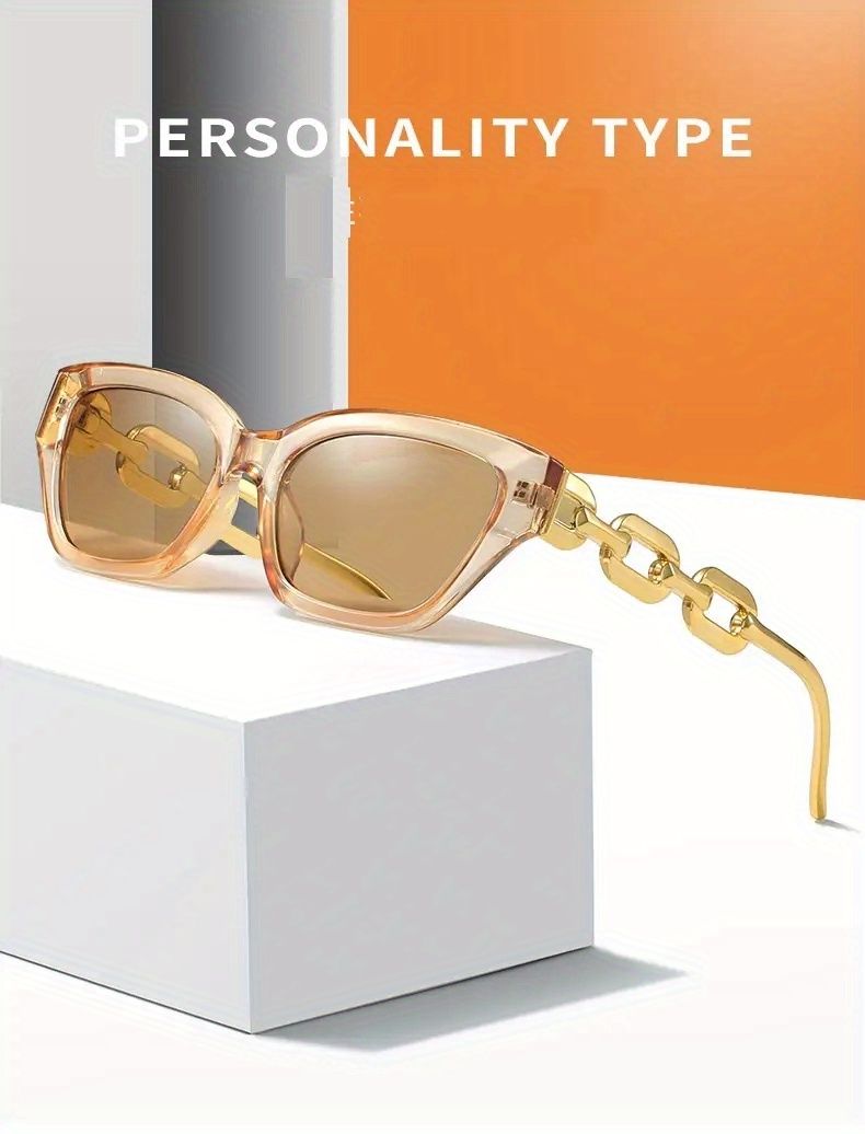 Occhiali da sole alla moda Cat Eye da donna e da uomo con lenti a specchio e ciondolo a forma di catena per feste estive in spiaggia_voghion.com