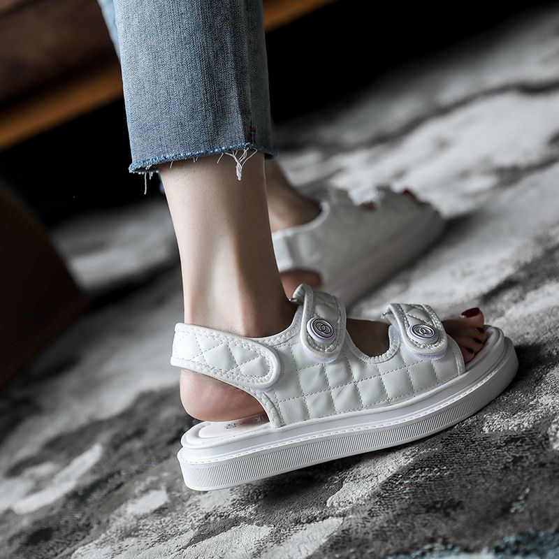 Xiaoxiangfeng sandálias 2024 novo verão estilo de fadas plataforma sola grossa aumento velcro sapatos femininos romanos_voghion.com