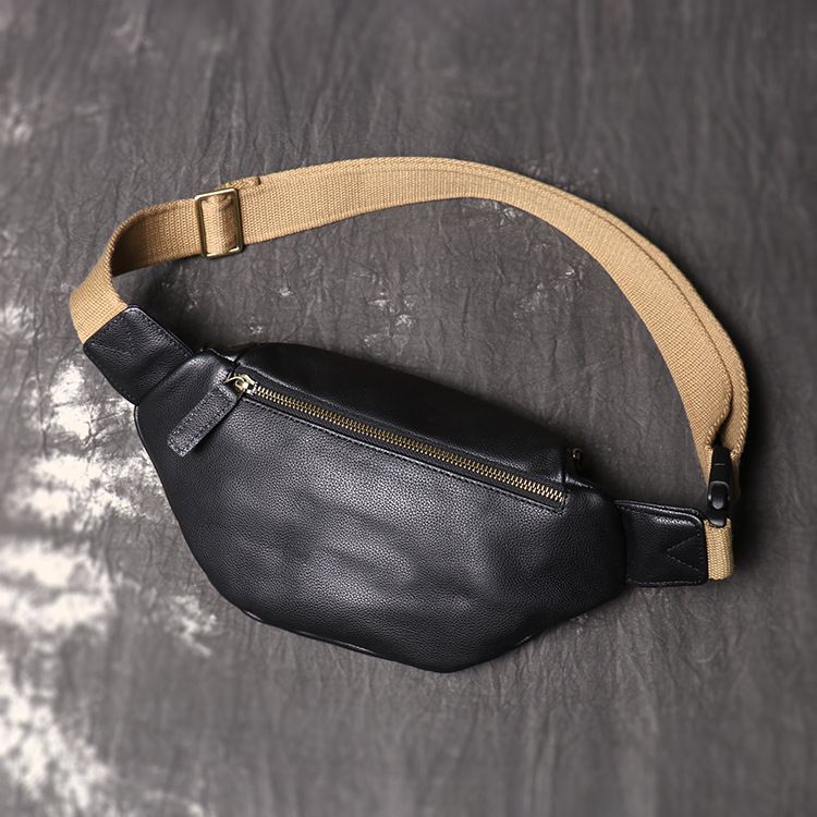 Sac de poitrine en cuir véritable pour hommes, sac de taille rétro pour femmes, sac à bandoulière à une épaule en cuir souple décontracté et à la mode, sensation haut de gamme_voghion.com