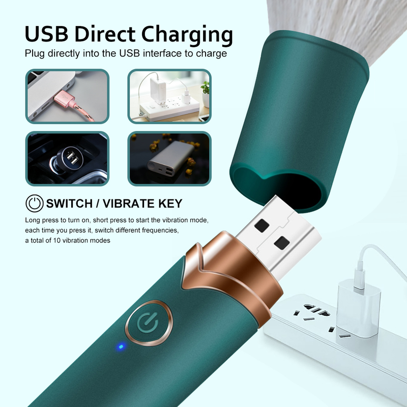 Pennello per il trucco, vibratore dildo USB per donne, giocattolo sessuale, stimolazione del clitoride e del capezzolo, vibrante, femminile 2023_voghion.com