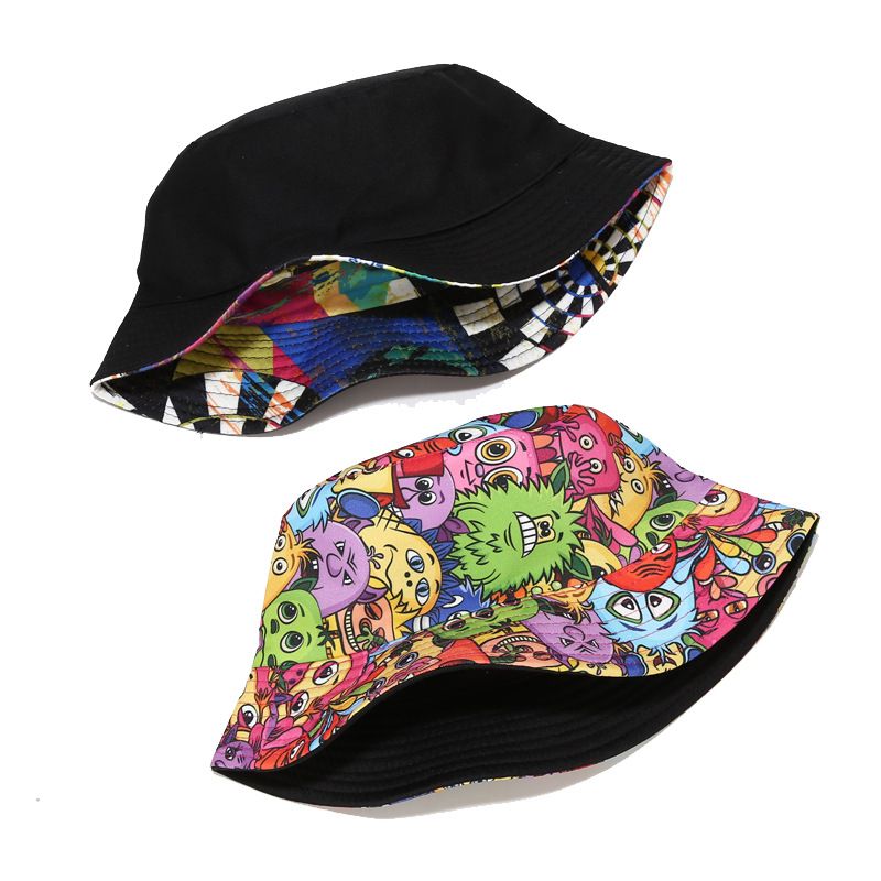 Cappello da pescatore coreano stampato fronte-retro, alla moda e versatile, personalizzato per esterni_voghion.com