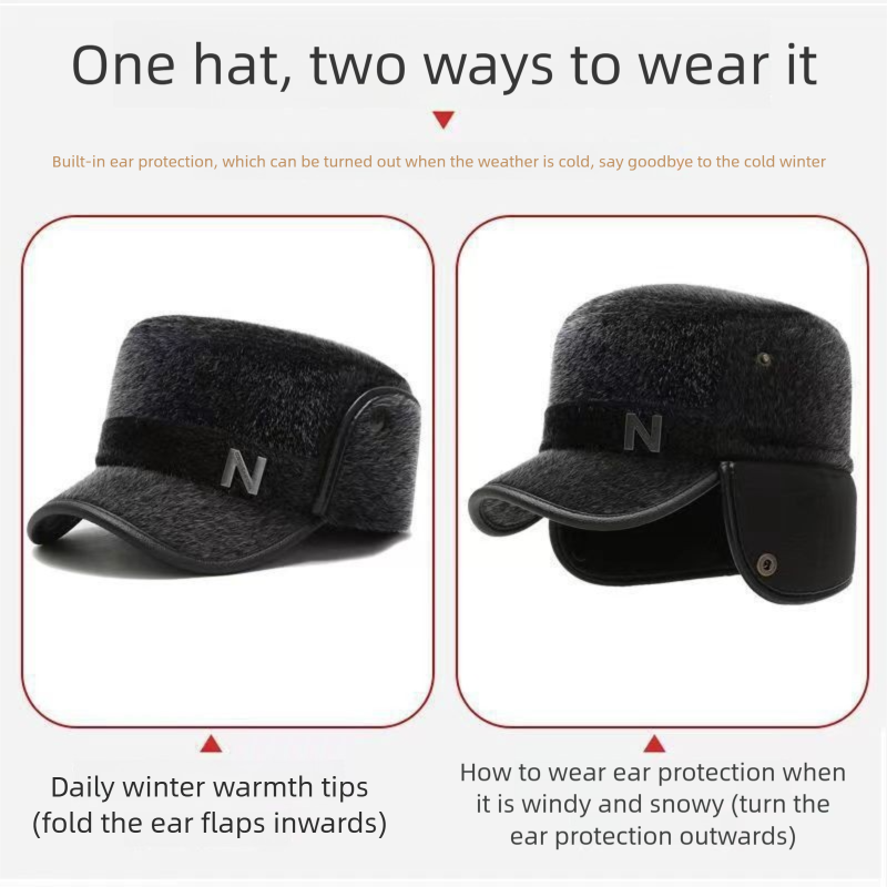 Cappello in cotone con protezione per le orecchie per ciclismo e attività all'aperto, foderato e ispessito per proteggere il collo, antifreddo e caldo, casual e versatile_voghion.com