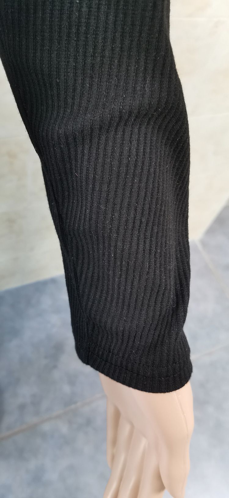 Abito da donna in maglia con gonna scozzese a maniche lunghe girocollo patchwork_voghion.com