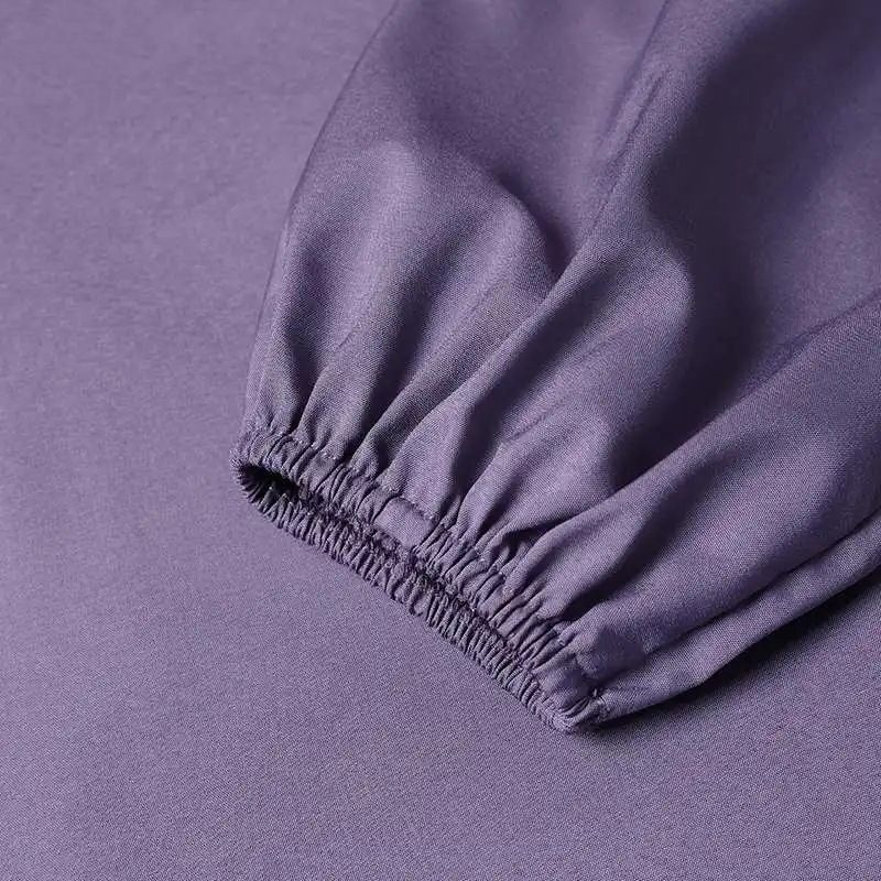 Women Casual loose satin bubble sleeved robe_voghion.com
