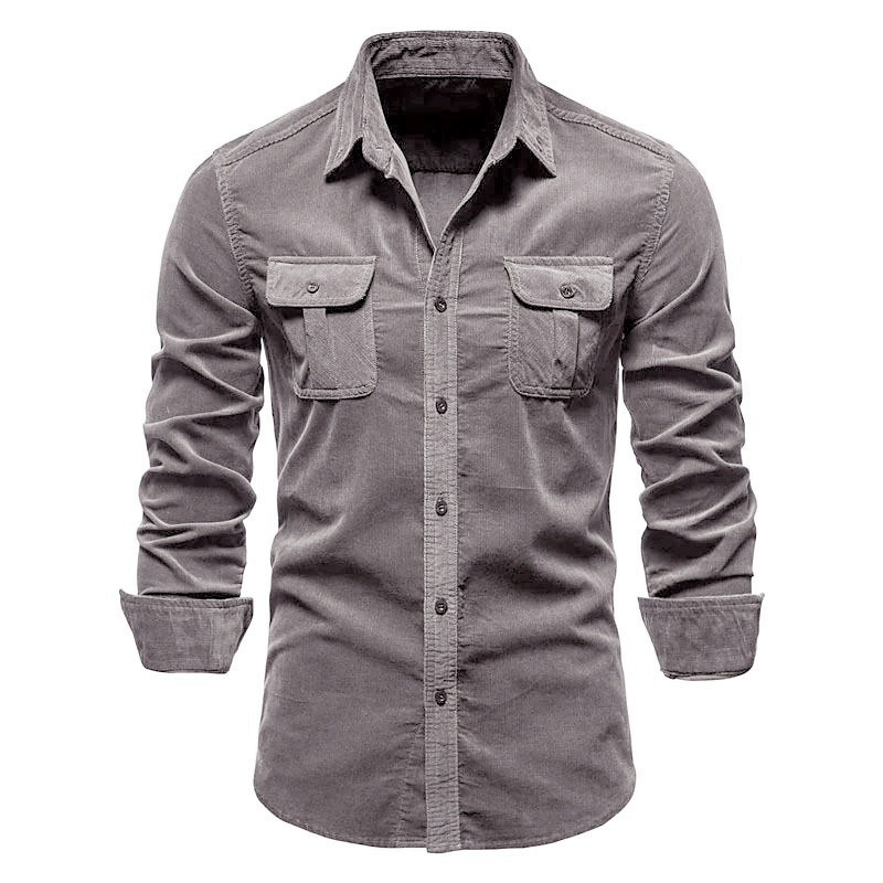 001 In Stock New Spring Cross-Border Men's Multi-Pocket Workwear Long Sleeve Casual Sports Shirt_voghion.com